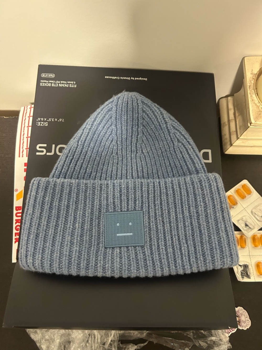 Acne Studios Light Blue Ribbed Knit Beanie
